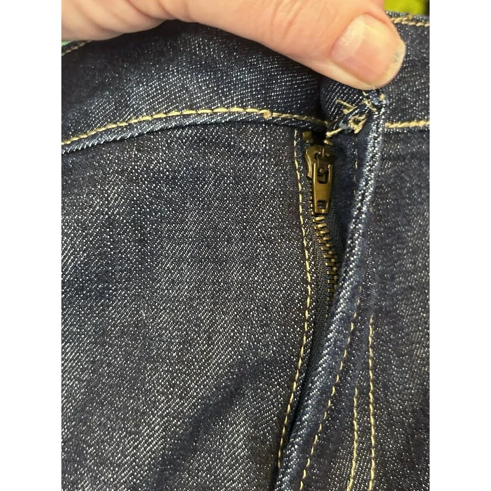 Wah Jeans Women’s 20W Dark Wash Denim Bermuda Shorts Gold Rhinestone Pockets XL